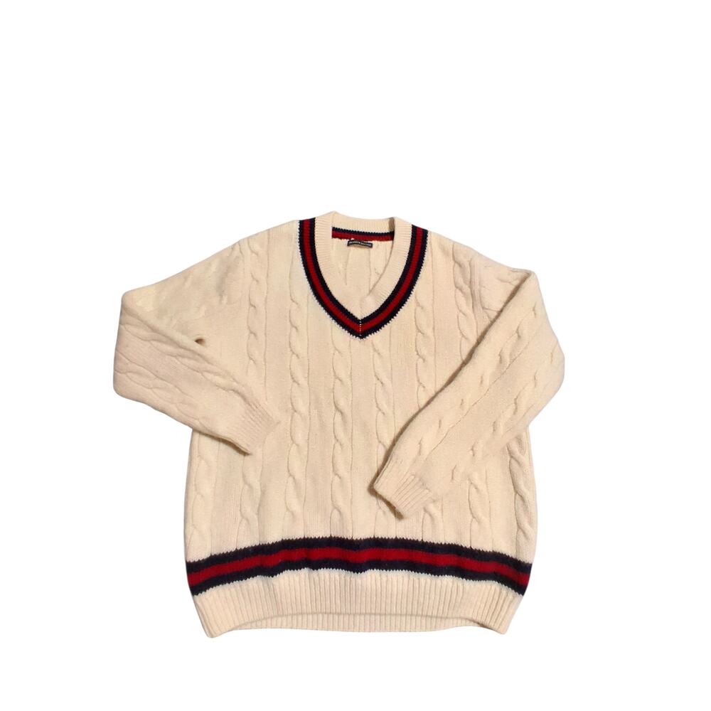 Brandy‎ Melville Preppy Women's size XL Wool Tennis Prep Varsity Chunky Sweater